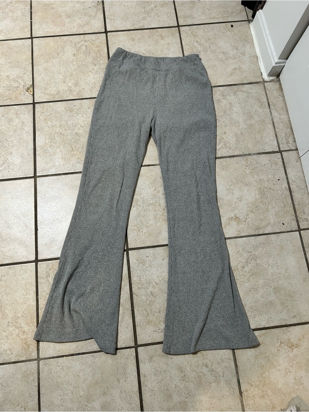 Self Esteem Gray Ribbed Flare Pants